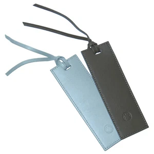 New Montblanc 2-piece Leather Bookmark Set Grey/Brown Made in Italy ~4.5x14cm - Picture 1 of 1