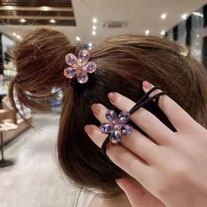 Luxury Ponytail Hair Ties - Elastic Crystal Rubber Band Women Hair Accessory 1pc - Picture 1 of 17