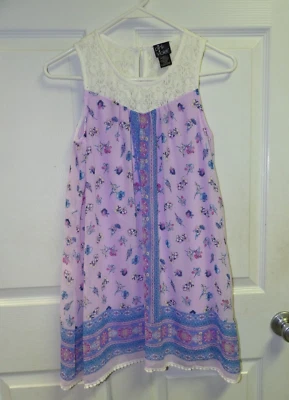 Vestido de verano rosa y violeta sin mangas con acento de corpiño de encaje-talla 10-12 - HL07 Foto 1 de 4