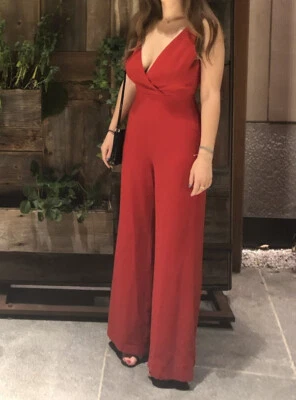 WAYF Red Sleeveless Jumpsuit | Small | Women's | Plunging V Neck - Image 1 of 4