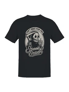 Spooky Season Anticipation with Grim Men's T-shirt - Picture 1 of 6