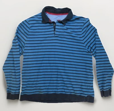 Camisa polo de rugby manga larga a rayas azul negro 2XL algodón LL Bean para hombre Foto 1 de 4