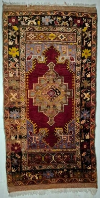 Antique Rug, Hand Woven Carpet, Anatolian Rug, Wool, Handmade, Collectible - Image 1 of 4
