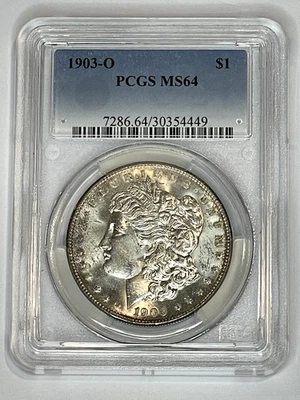 1903-O Morgan Silver Dollar $1 PCGS MS64 ~ Beautiful Rare Date ~ Free Shipping - Image 1 of 2