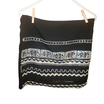 Ya Los Angeles Beaded Black Mini Skirt Size L - Image 1 of 4