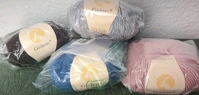 批量 4 件 Gisimo 100% 美利奴羊毛纱线 - 粗薄 Wt - 50 克 - 全新  — 第 1/4 张图片