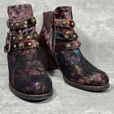 Spring Step Nakisha Heeled Leather Ankle Booties Side Zip Women's Size 7.5 - 8 - Image 1 of 4