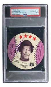 Rod Carew Signed 1977 MSA Minnesota Twins Disc Card PSA/DNA - Picture 1 of 3