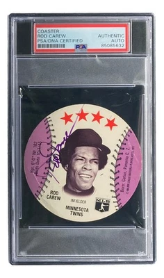 Rod Carew Signed 1977 MSA Minnesota Twins Disc Card PSA/DNA - Image 1 of 3