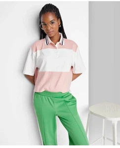 Maglia Rugby Donna Manica Corta Rosa Bianca Taglia Media - Foto 1 di 5