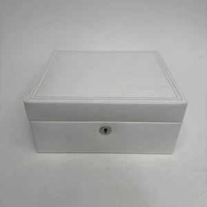 Wolf for Pottery Barn McKenna White Faux Leather Jewelry Box with key - Picture 1 of 10