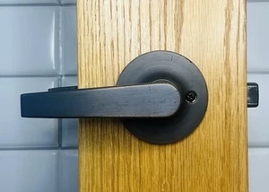 BHP Modern Matte Black Door Lever Handle Set Left/Right Reversible Privacy Lock - Picture 1 of 3