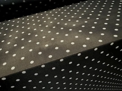 Power Mesh Net Stretch Spandex Fabric, Per Metre - Polka Print - Black & White - Image 1 of 3
