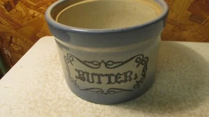 Old Blue & White Stoneware Butter Crock - 2 LB - Picture 1 of 4