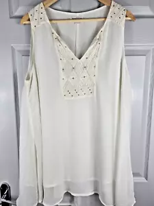Monsoon Womens Sleeveless Cream Chiffon & Sequin Top Size 18 - Picture 1 of 12