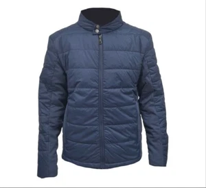 HoodLamb Men's Navy Hemp Cotton Biker Puffer 420 MWJ004 NWT - Picture 1 of 2