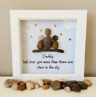 Pebble Art Fathers Day Daddy gift box frame picture 18cmx18cm up to 4 characters