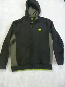 DC Jacket Mens Size L Black Sweatshirt Heavyweight Full Zip Hood Fleece Lined - Picture 1 of 11