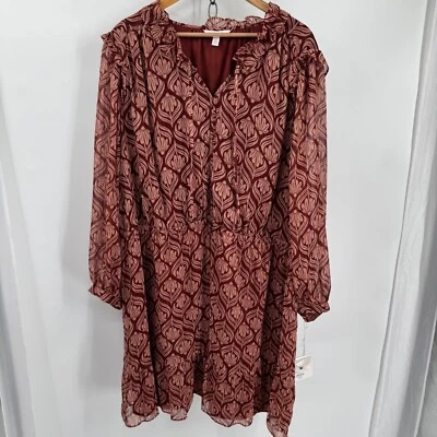 Lauren Conrad Dress Womens 4X Floral Sheer Overlay Layered Ruffle Office Peasant - Image 1 of 4