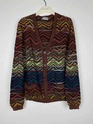 Vintage Missoni Sport Multicolor Wool Cardigan Sweater Zig Zag Size 50 / US-40 - Изображение 1 из 4
