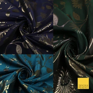 3 COLOURS - Antique Gold Floral Vine Metallic Fancy Brocade Jacquard Fabric - Picture 1 of 16