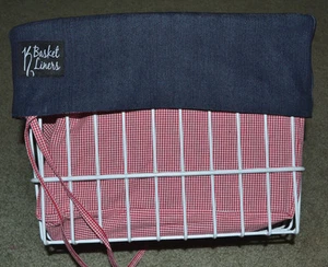Bicycle Basket Liner Picnic red check denim Beach Cruiser Comfort Cycling Bike - Picture 1 of 2