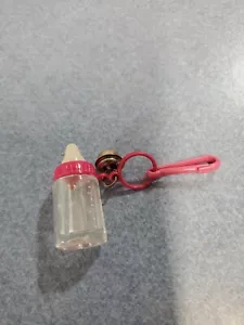 1980's Plastic Bell Clip Chain Necklace Vintage 80's Charms Pink Baby Bottle - Picture 1 of 3