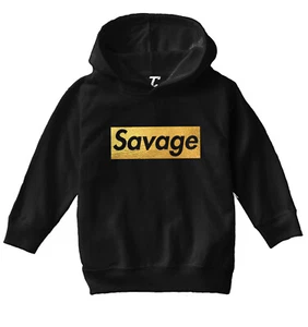 Gold Foil Savage - Ruthless Rebel Misbehaving Cool Toddler/Youth Hoodie - Picture 1 of 12