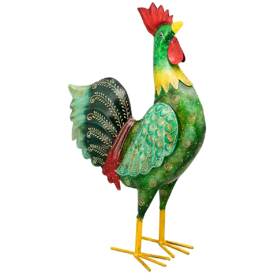 großes frühlingshaftes buntes Deko-Huhn Garten-Huhn Garten-Deko Metall bemalt  - Bild 1 von 1