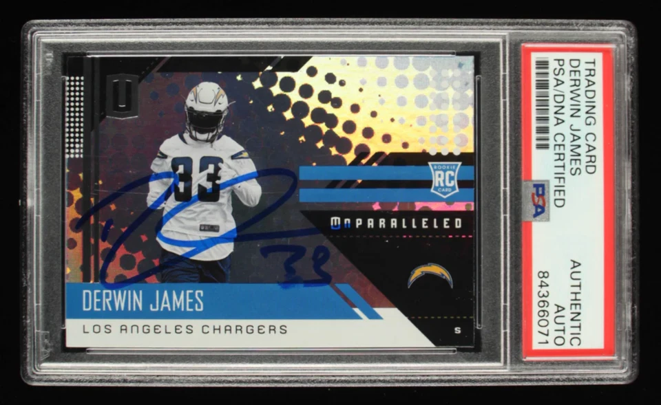 Derwin James Signed 2018 Panini Unparalleled #253 (PSA Encapsulated) Rookie Card - Image 1 of 2