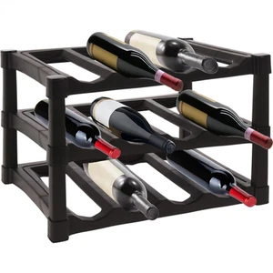 3 Tier Wine Rack Stackable 12 Bottle Free Standing Storage Stand Stylish Durable - Picture 1 of 6
