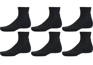 6 Paia Calze Under Armour UA Training Cotone QUARTO Uomo NERE GRANDI - Foto 1 di 1
