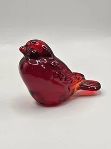 Vintage Fenton Ruby Red Glass Sparrow Bird w/Original Sticker • UV Glow 3-1/2"L - Picture 1 of 11