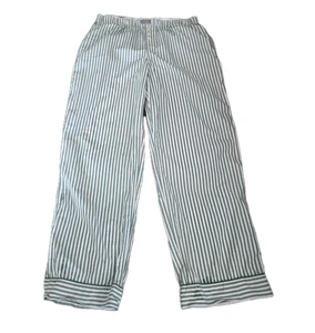 J Crew Pajama Lounge Pants Only Womens M Striped Green/White Cotton Poplin - Picture 1 of 11