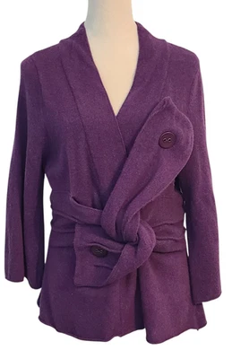 Cárdigan Anthropologie Robin Origami mezcla de lana púrpura manga campana talla L Foto 1 de 4