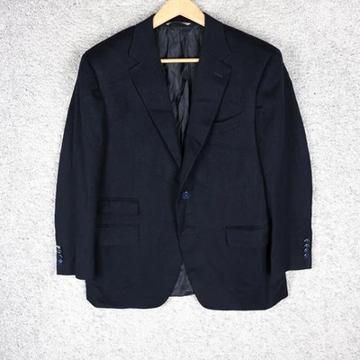 CANALI SU MISURA MEN'S BLAZER WOOL CASHMERE NAVY size 52 L BUTTON CASUAL ITALY - Image 1 of 4