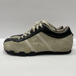 Vintage Diesel Evelyn Shoes Womens 8.5 Leather Sneakers Y2K Black Beige - Picture 1 of 9