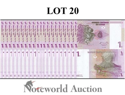 CONGO DEMOCRATIC REPUBLIC 1 Centime 1997 P 80 Lot 20 pcs 1/5 Bundle UNC - Image 1 of 4