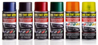 E-Tech Car Headlight & Taillight Lamp Light Lens Colour Tint Spray - ALL COLOURS - Image 1 of 4