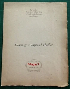 MENU MAXIM'S DE PARIS 2 MARS 1976 HOMMAGE RAYMOND THUILLIER DESSIN ORIGINAL - Bild 1 von 3
