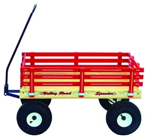 LARGE Amish Handcrafted Valley Road Steel Frame Classic Wood Wagon, RED - Picture 1 of 2