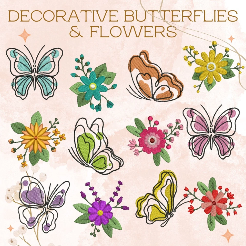 Decorative Butterflies Machine Embroidery Designs, 12 Pack  [Download Version] - Image 1 of 1