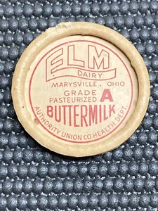Vintage Elm Farm Dairy Milk Bottle Cap -Marysville, Ohio (OH) Buttermilk Cap Lid - Picture 1 of 3
