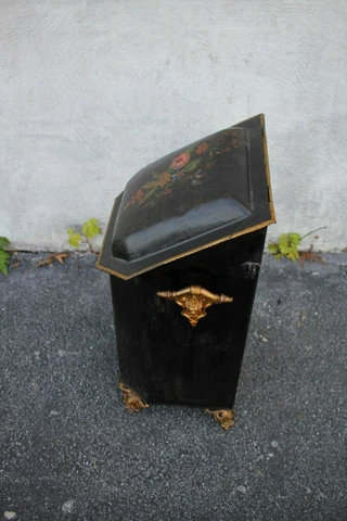 19th Century French Decorative Painted Rubbish Storage Bin Cover