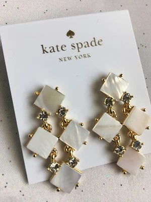 Pendientes KATE SPADE Pearl Cove Lámpara Crema Con Piedras De Vidrio Transparente-Nuevos Foto 1 de 3