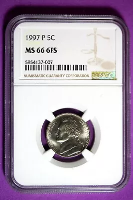 1997 P NGC MS66 6FS Jefferson Nickel #B29086 - Image 1 of 2