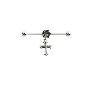 Stainless Steel Industrial Barbell Cross Ear Cartilage Helix-Conch Body Piercing