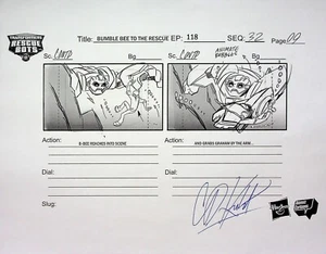 TRANSFORMERS Rescue Bots SIGNED DAN KUBAT Production Storyboard Copy Page #KB - Picture 1 of 2