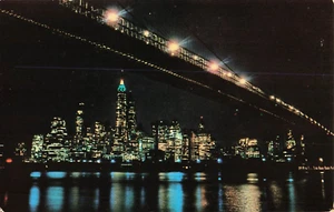 NEW YORK CITY Postcard - Unposted / NIGHT PICTURE OF BROOKYLN BRIDGE - Picture 1 of 2