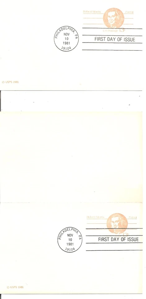 US SC # UX93-UY34 Robert Morris FDC. Ready For Cachet - Image 1 of 1